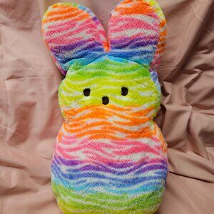 PEEPS Easter Rainbow Bunny 17" Plush Zebra Stripes Colorful Stuffed Animal READ
